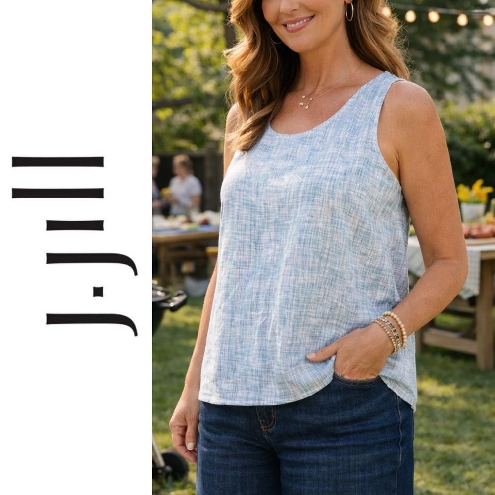 J. Jill, pureJill 100% Linen Crosshatch‎ Plaid Sleeveless Top Size Medium
